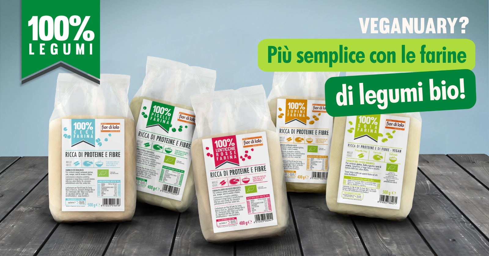 Inizia il tuo Veganuary con gusto con le nostre farine 100% legumi!